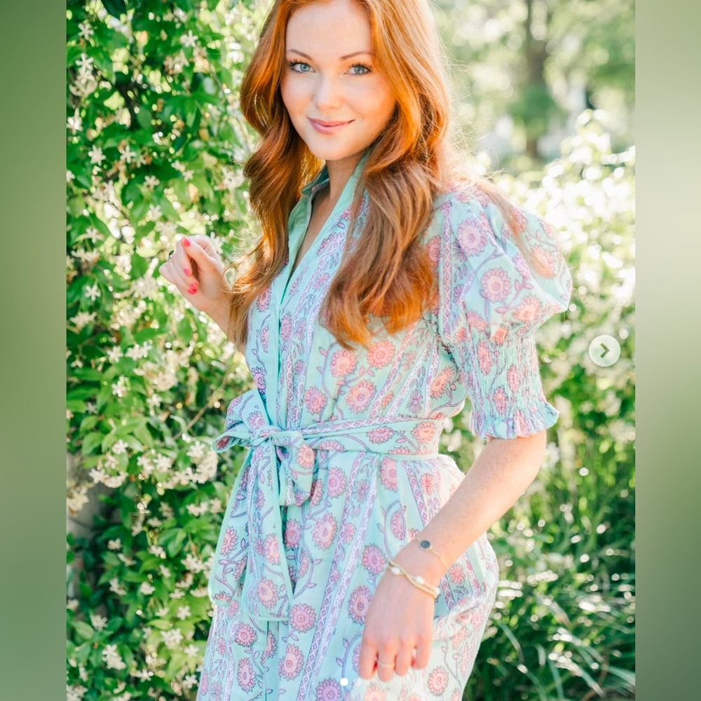 NWT Victoria Dunn Kiawah button front mandarin collar shirtdress XS Day Glow